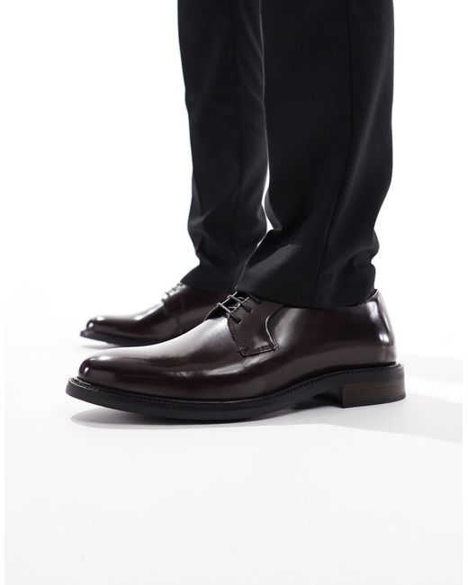 ASOS – derby-schnürschuhe aus leder in Black für Herren