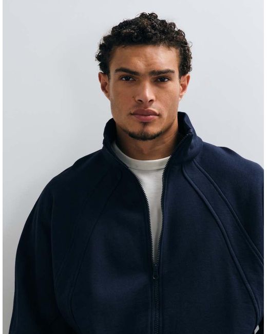 Collusion Blue Boxy Funnel Neck for men