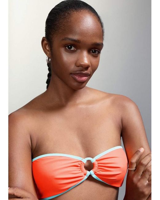 Mango Orange Teen Bandeau And Tie Waist Bikini Set