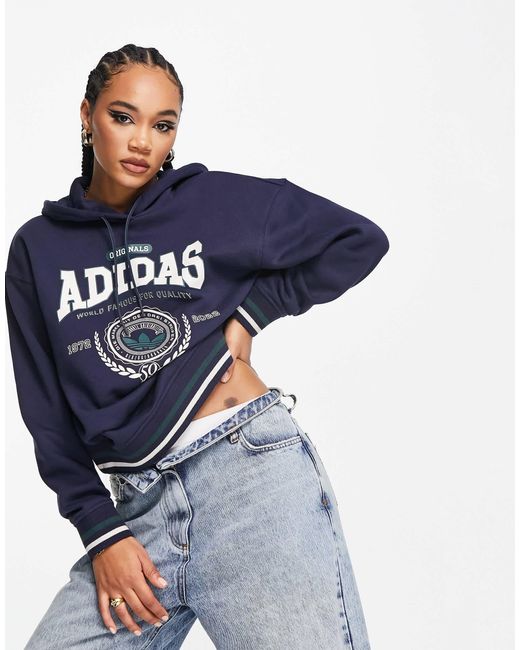 Women's adidas originals large logo cropped hoodie new arrivals