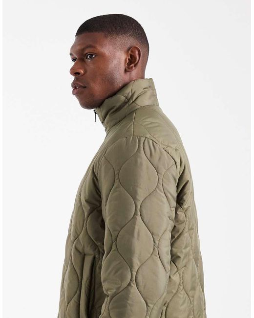 New Look Green Quilted Puffer Jacket for men