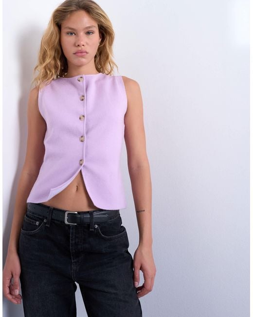 TOPSHOP Purple Knitted Compact Waistcoat