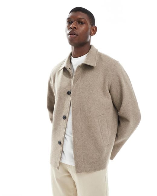 Jack & Jones Natural Boxy Wool Blend Jacket for men
