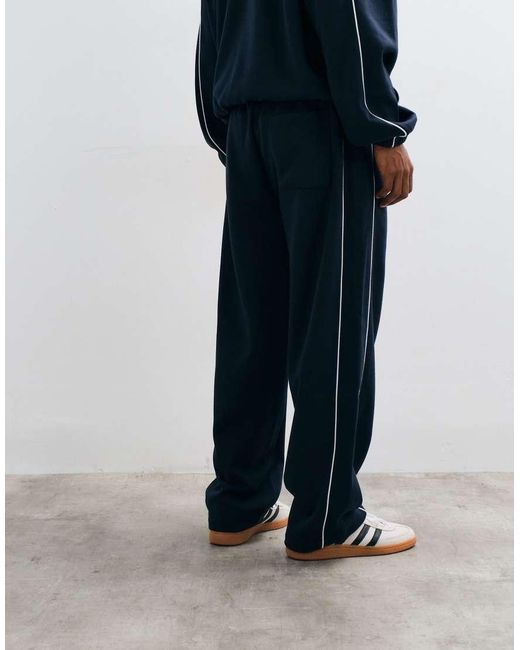 ASOS Blue Wide Leg Jogger With Piping for men