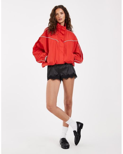 ASOS Red Techy Funnel Neck Windbreaker Jacket