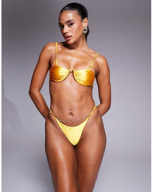 SIMMI Orange Sari Bikini Bottoms