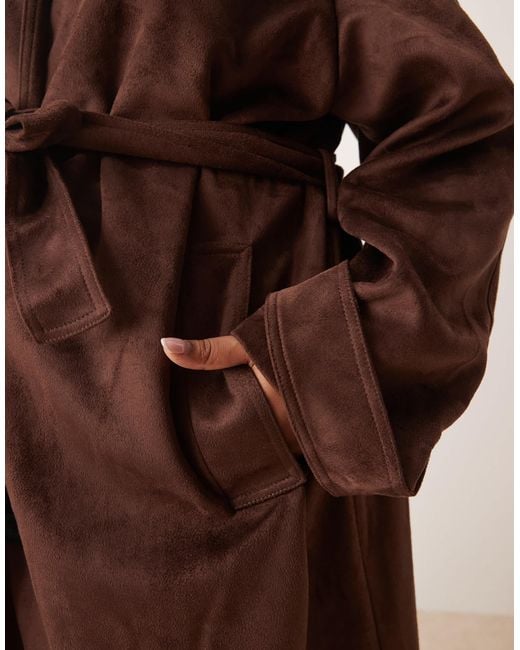 ASOS Brown Asos Design Curve Faux Suede Funnel Neck Trench Coat