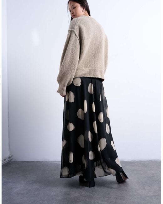 TOPSHOP White – gepunkteter, weiter chiffon-maxirock