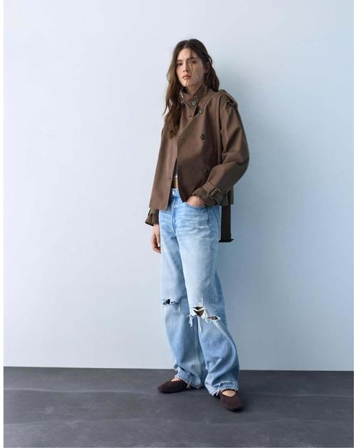 Pull&Bear Brown Short Trench Coat
