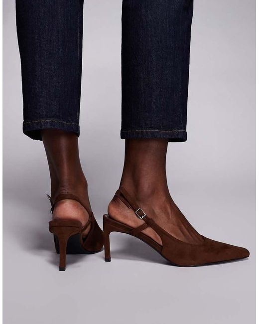 Public Desire Blue Salsa Sling Back Kitten Heels