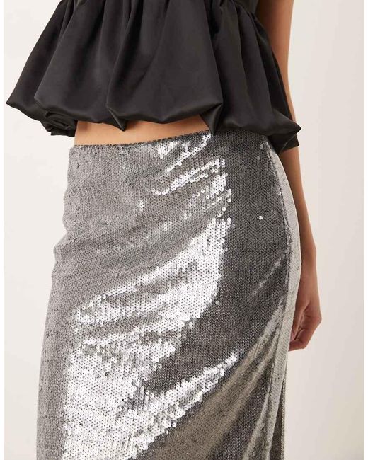 Mango Natural Micro Sequin Midi Skirt
