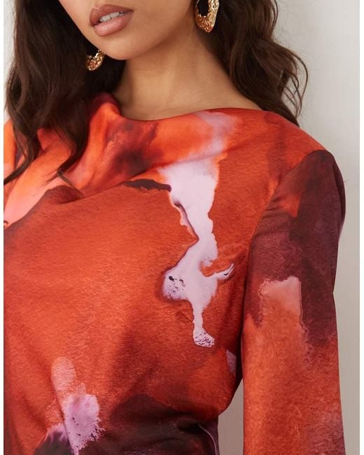 ASOS Pink Satin Maxi Dress With Flute Sleeves