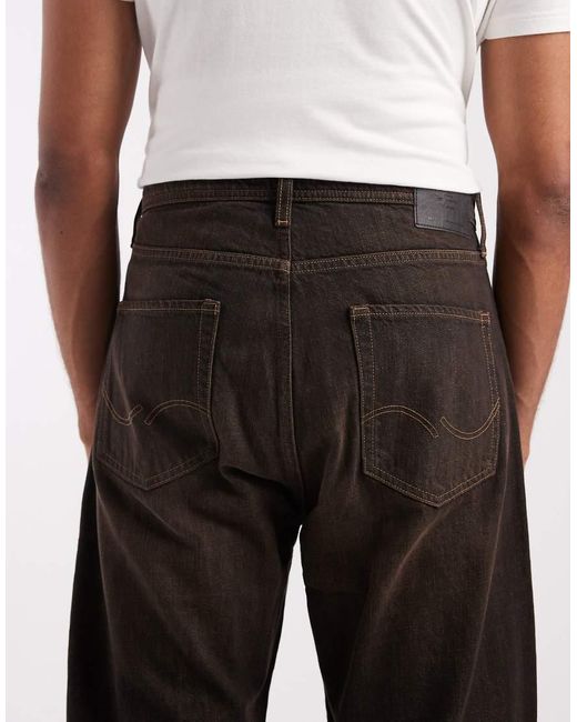 Jack & Jones Black Alex baggy Jeans With Brown Tint for men