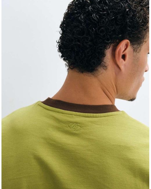 Reclaimed Vintage Green Contrast Ringer T-shirt for men