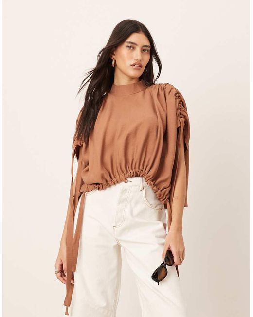 ARRANGE Natural Slouchy Top With Drawstring Detail
