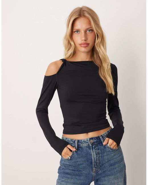 ASOS Blue Polyamide Twist One Shoulder Top