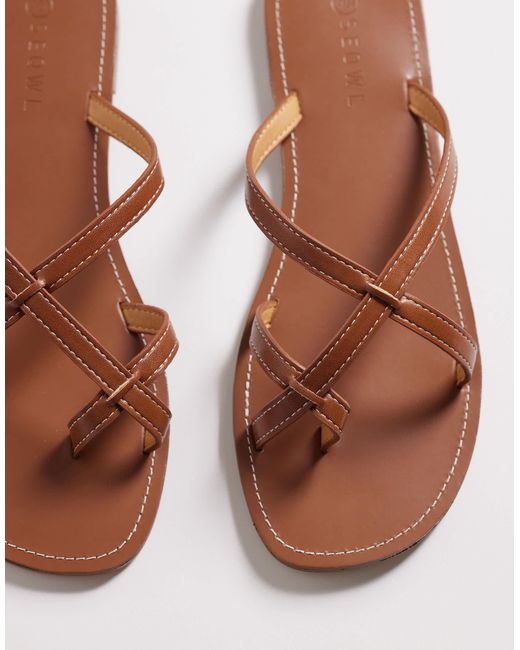 SEQWL Brown Strappy Flat Sandals