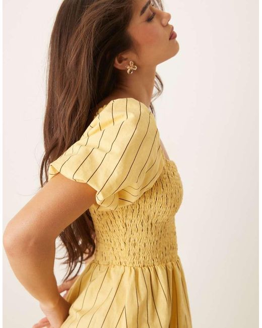 Nobody's Child Yellow Tasmin Puff Sleeve Mini Dress