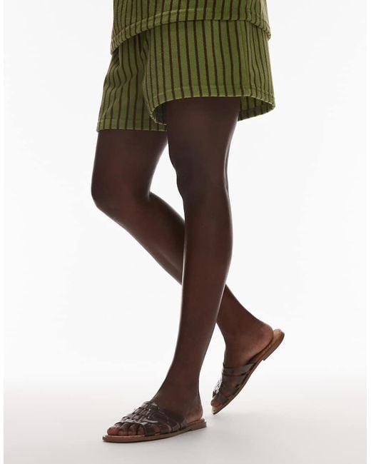 TOPSHOP Brown Kris Jelly Flat Sandals