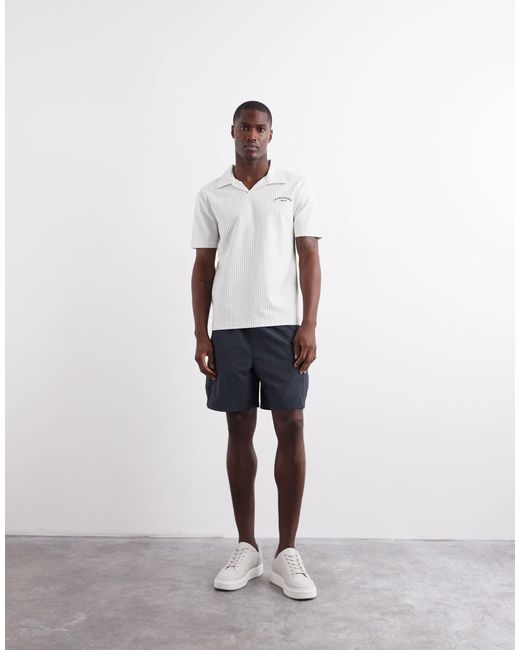 River Island White Open Neck Polo Co-Ord for men