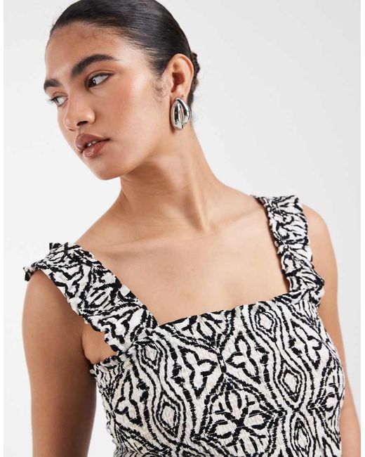 Vero Moda White Sleeveless Shirred Bodice Tiered Midi Dress