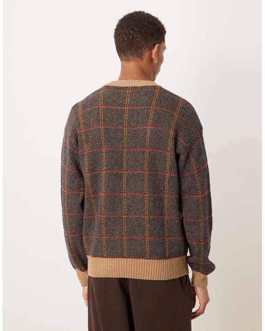 Farah Brown Archive Collection Tolentino Check Jumper for men