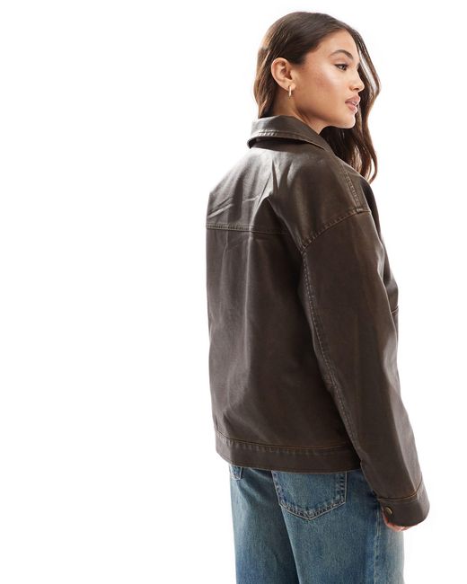Cotton On Blue – leo – jacke aus kunstleder
