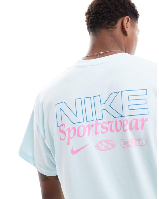 T-shirt azzurra con stampa sul retro di Nike in White da Uomo