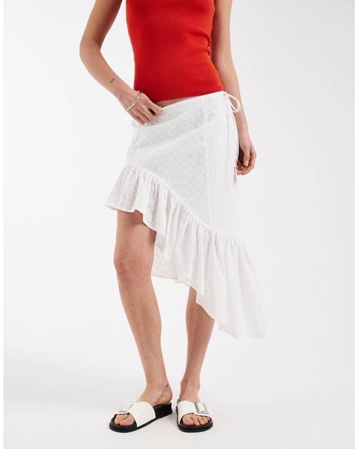 Daisy Street Red Boho Asymmetric Midi Skirt