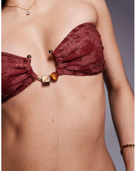 South Beach Orange Burnout Bandeau Bikini Top