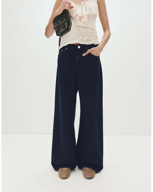 Jeans Larghi Oversize Indaco Scuro di Pull&Bear in Blue