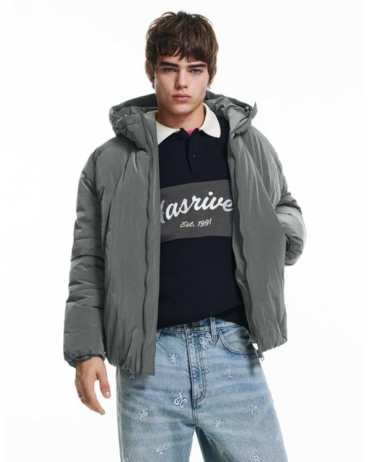Doudoune à découpe Pull&Bear pour homme en coloris Gray