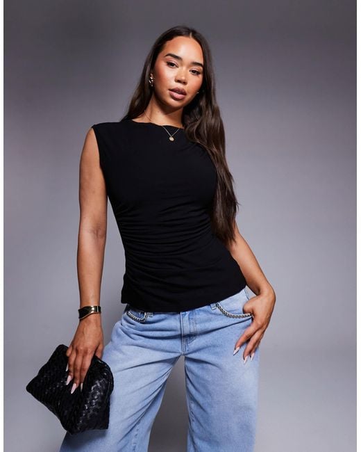 ASOS Blue Cotton Ruched Tank Top