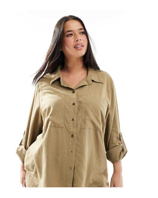 ONLY Brown Linen Mix Shirt Co-ord