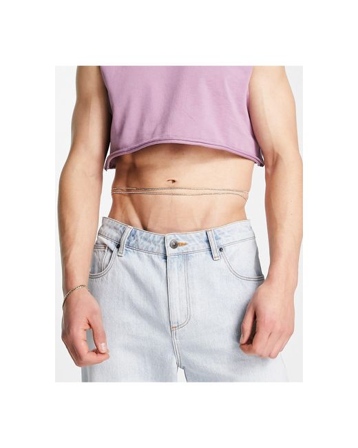 ASOS Double Row Belly Chain With White Crystals in Gold (Metallic) for