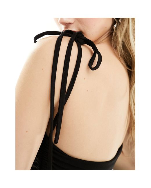 Amy Lynn Black Alexa Shoulder Tie Mini Dress
