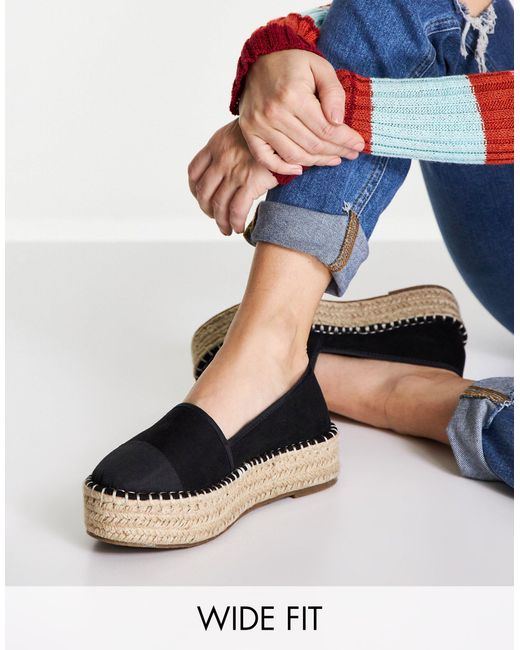 ASOS Wide Fit Jala Flatform Toecap Espadrilles in Black Lyst