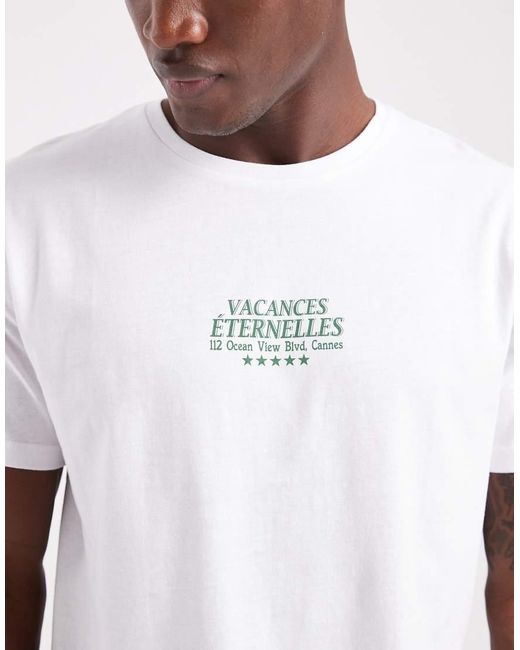Brave Soul White Short Sleeve Vacances Graphic T-Shirt for men