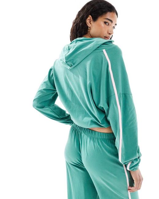 Cotton On Blue Departure Lounge Crop Zip Up Hoodie
