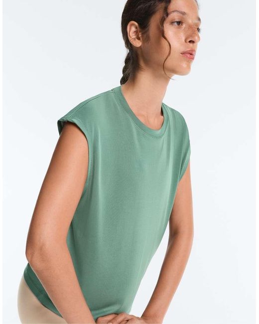 Oysho Green Modal Blend Sleeveless T-Shirt