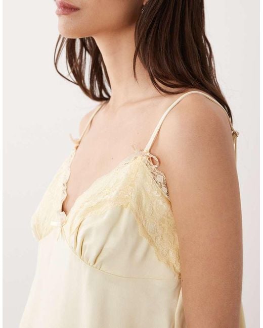 Miss Selfridge Blue Satin And Lace Cami Top