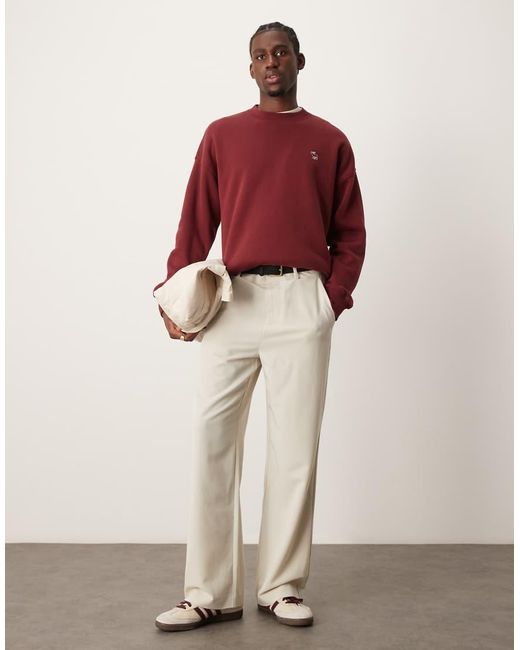 Abercrombie & Fitch Red Elevated Icon Crew Sweatshirt for men