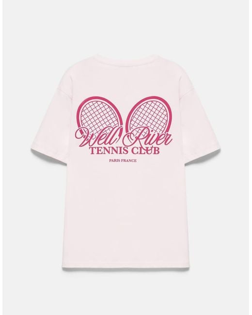 Pull&Bear Pink Tennis Club Graphic T-shirt for men