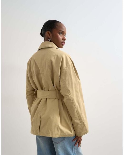 TOPSHOP Natural 4 Pocket Cotton Shacket With Quilted Lining