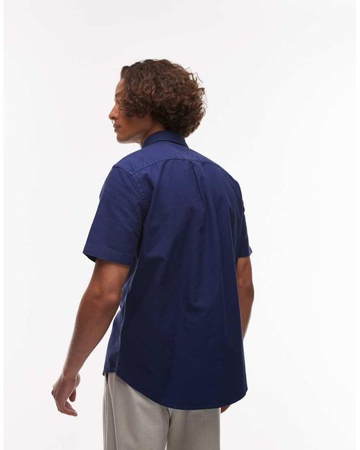 Tommy Hilfiger Blue Oxford Short Sleeve Shirt for men