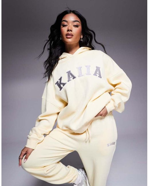Sudadera Y Gris Oscuro Con Capucha Y Logo Bordado De (Parte De Un Conjunto) Kaiia de color Natural