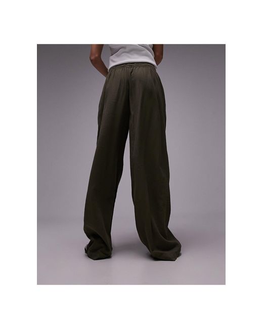 Pantalon plissé ample - kaki TOPSHOP en coloris Black