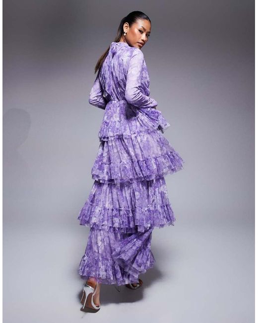 Beauut Purple Maryisa Long Sleeve Ruffle Maxi Dress