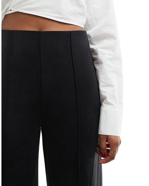 & Other Stories Black Fluid Flared Trousers With Pintuck Detail