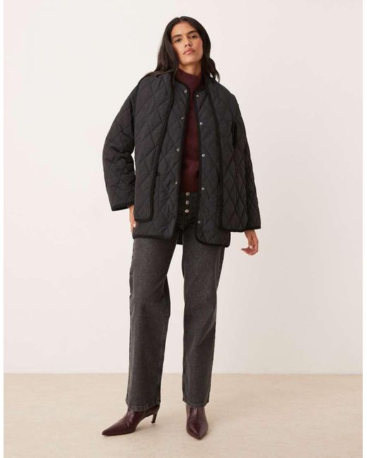 Nobody's Child Black Scarf Detail Quilted Jacket